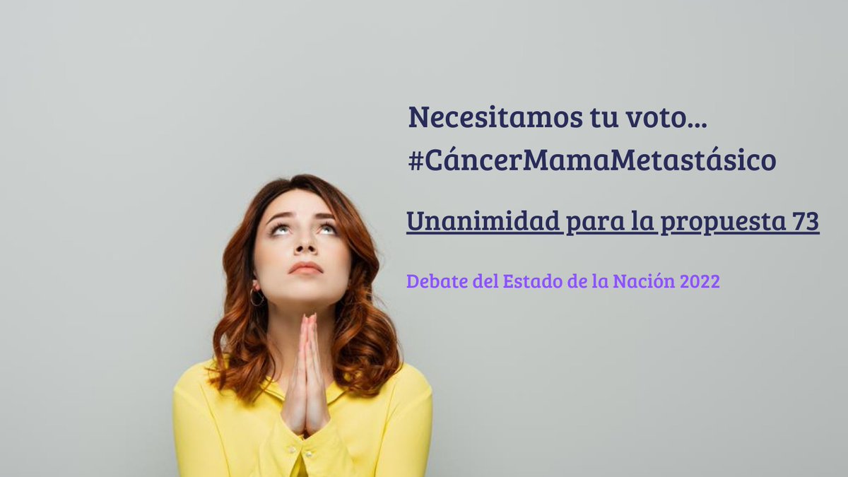 Todas las metastásicas estamos muy atentas al #DebateEstadoDeLaNacion Pedimos apoyo a todos los diputados para la propuesta de resolución nº73 de <a href="/JuntsXCat/">Junts per Catalunya🎗</a> de gran valor e importancia para nuestro colectivo. Ayuda al #CáncerMamaMetastásico #SOS
<a href="/conceptermens/">Concep Cañadell</a> <a href="/GuillermoDiazCs/">Guillermo Díaz 🇪🇸</a> ⬇️