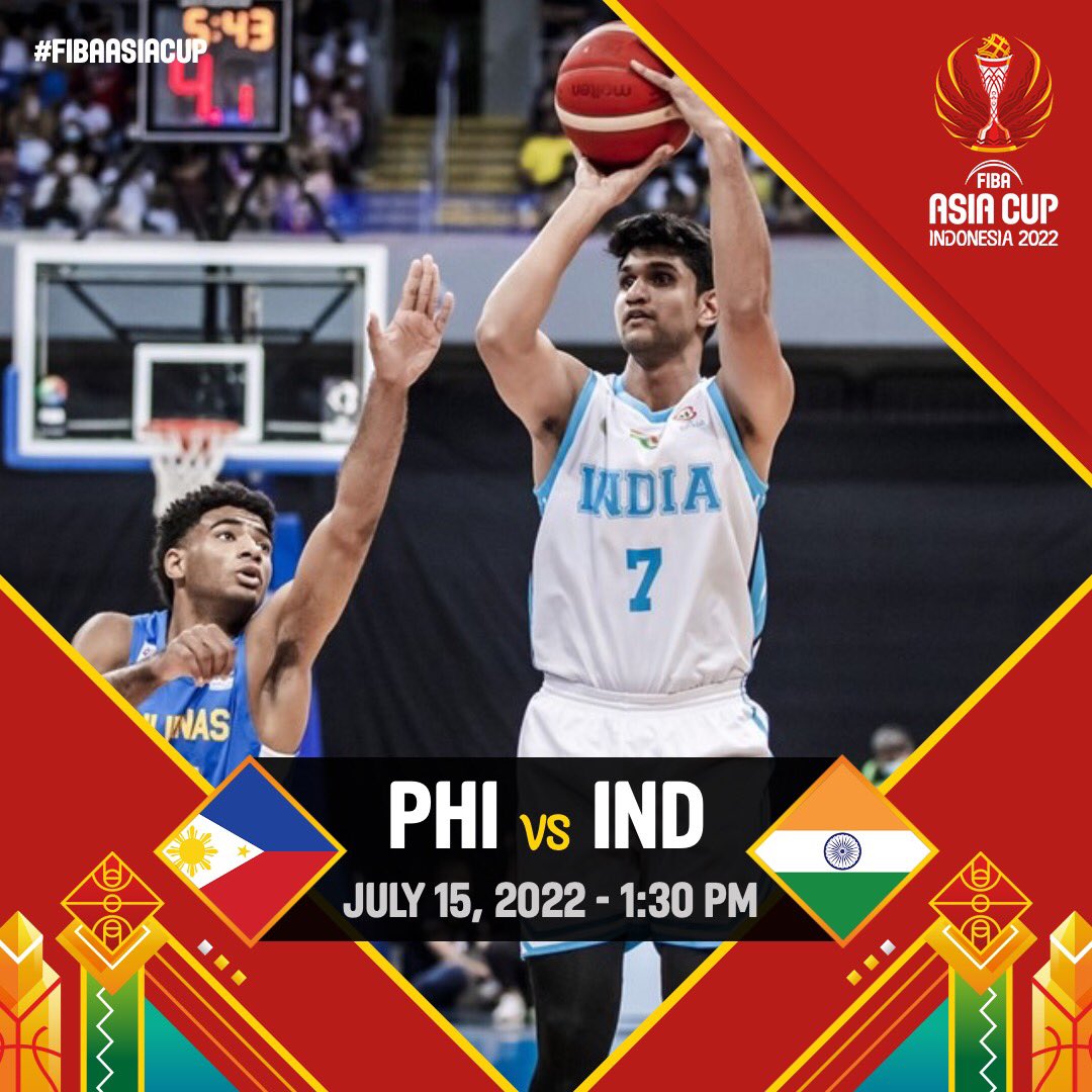 Philippines 🇵🇭 Vs India 🇮🇳 

FIBA Asia Cup 2022

Friday, 15 July 2022 at 1:30 PM IST

Catch the live action on Courtside 1891 app

Let’s Go Indian 🇮🇳 Cagers