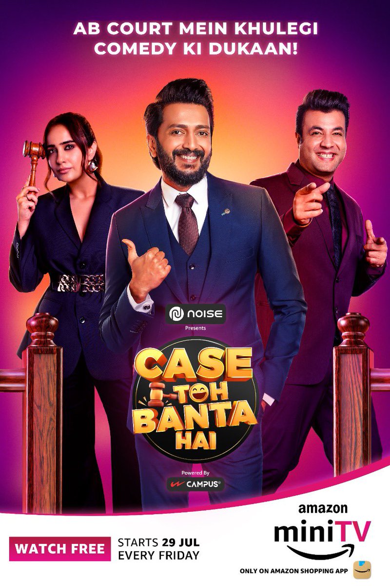 Banijayasia's tweet photo. Comedy ki dukaan khulegi, 29th July ko! Get ready for the laughter train to bowl you over! #CaseTohBantaHai only on @amazonminiTV @Riteishd @varunsharma90 @KushaKapila @deepak30000 @banijaygroup @mrinalini_j @garimasingh097 #GargiPawar #GirishBalan #KaranBhatia #WeAreBanijay https://t.co/u5f2uK9VJD