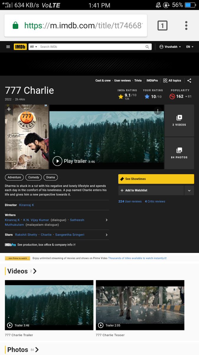 @IMDb You miss #777Charlie #rakshitshetty #kannada #IMDbMostPopular