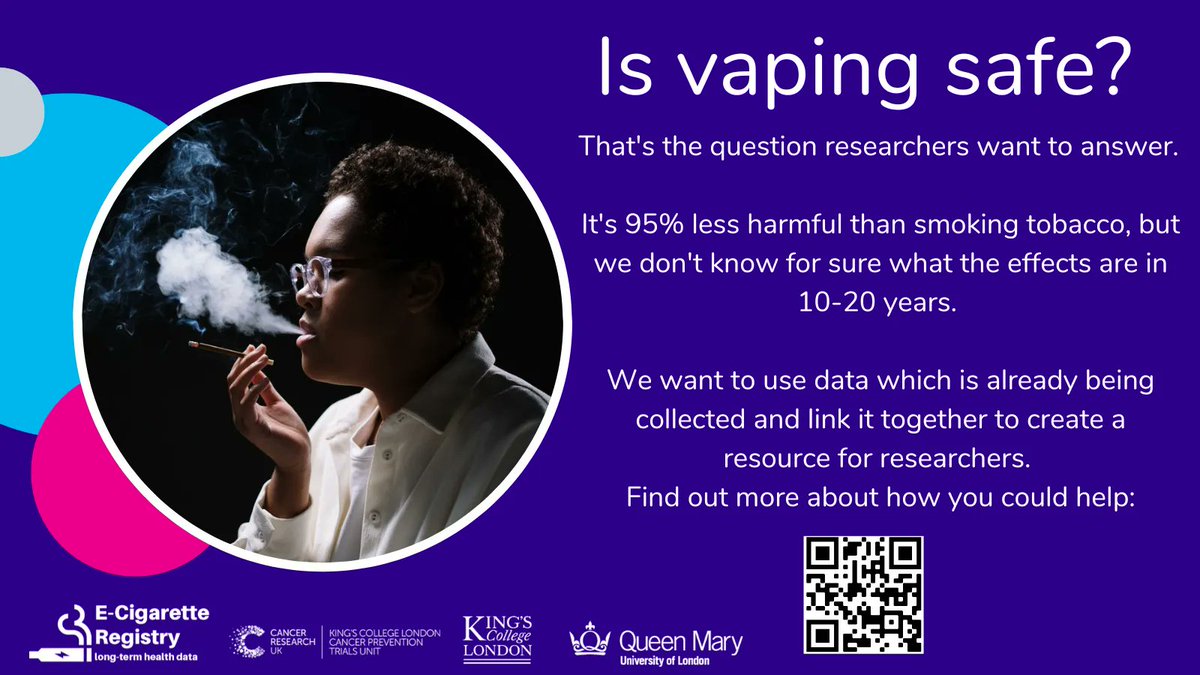 Everyone has an opinion on vaping, but there isn’t any long-term health data to support those opinions yet. We want to use data which is already being collected and link it together to create a resource for researchers. Fid out more here: buff.ly/3bW9XgA