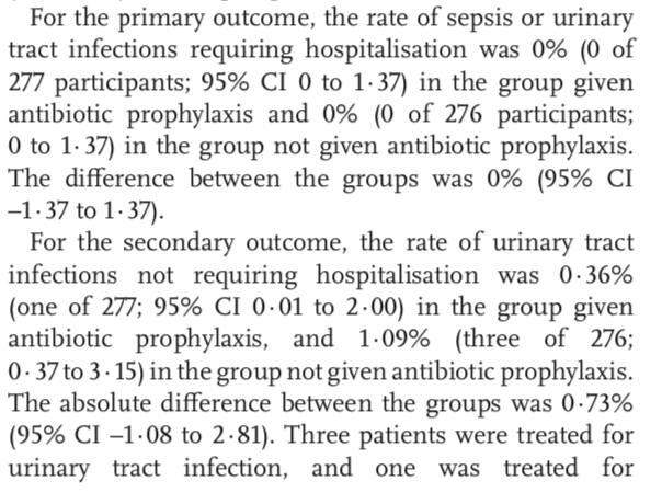 KariTikkinen's tweet photo. Open-label, randomised #NORAPP-trial comparing antibiotic prophylaxis to no prophylaxis in transperineal prostate biopsies published in the Lancet Inf Dis

Concludes "Antibiotic prophylaxis might be omitted in this population"

However, underpowered to say if... 👇🏾 

1/2 https://t.co/j9sAncBLow