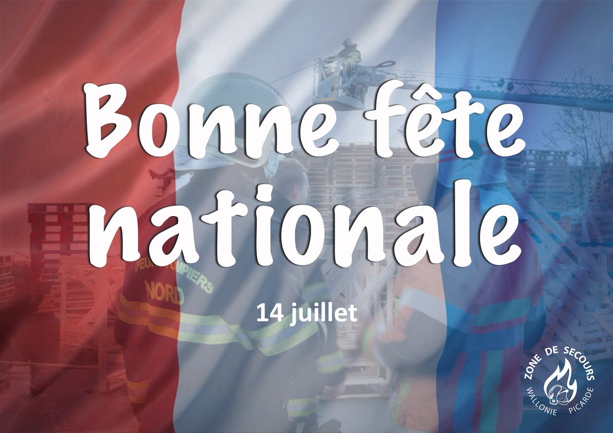 [14 JUILLET] 🇫🇷
En ce jeudi 14 juillet, la Zone de Secours de Wallonie Picarde souhaite à tous les Français, et tout particulièrement à nos voisins du <a href="/Sdis59/">SDIS 59</a>, une très bonne fête nationale !
