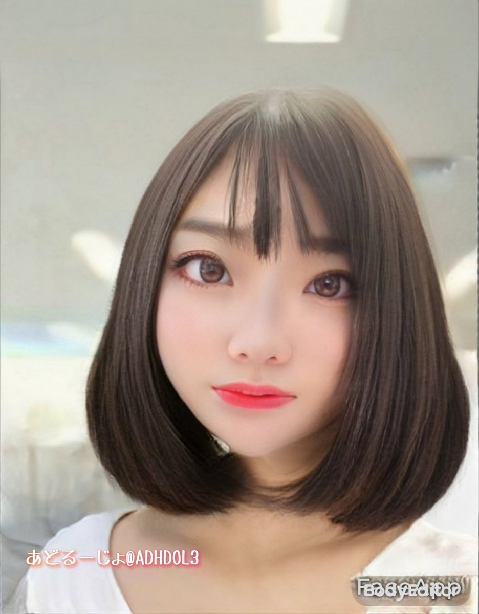 ADHDOL3's tweet photo. faceapp④→meitu→remini③までやって特有の髪の毛模様柄が発生したので、faceappのボブを重ねて②髪の毛を自然な感じに取り戻したら、なんとなく人間ラブドールみたいな無機物的な感じになったので、それっぽくした①。ちなみにReminiは一回だけ。 https://t.co/Qy5qFWmO46