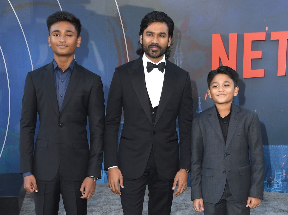 saloon_kada's tweet photo. #TheGrayMan World Premiere⭐

#Dhanush With His Son's Linga &amp; Yatra♥️

🚩Location : Los Angeles, California https://t.co/2l3JbuhU2b