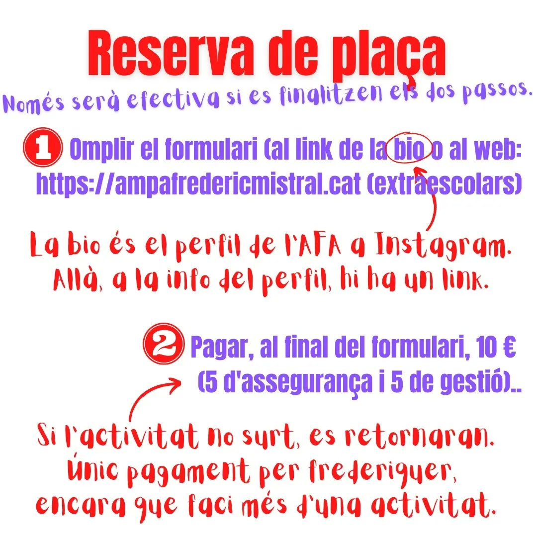 afafred_mistral's tweet photo. Avui comencem a exposar-vos totes les activitats extraescolars que es duran a terme, sempre que surtin grups per a fer-les, durant el curs proper.

https://t.co/yeu95Wrm0h https://t.co/xOvYRxtIW0