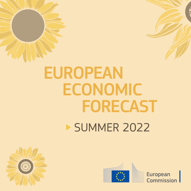 ecfin's tweet photo. 🌻 Summer 2022 #ECForecast: Russia’s war of aggression against Ukraine continues to negatively affect the EU economy, setting it on a path of lower growth and higher inflation compared to the Spring Forecast. 👇