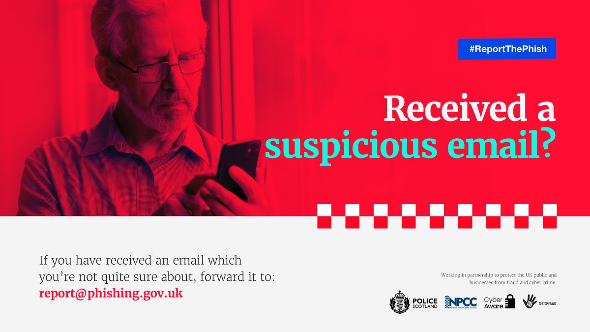 TradingStandardsScot (@tsscot) on Twitter photo ๐จ Received an email youโre not quite sure about? Maybe it's asking you to urgently follow a link in order to avoid your account being suspended?
If you're unsure about an email, report it by forwarding the email to: report@phishing.gov.uk
#ReportThePhish ๐จ Received an email youโre not quite sure about? Maybe it's asking you to urgently follow a link in order to avoid your account being suspended?
If you're unsure about an email, report it by forwarding the email to: report@phishing.gov.uk
#ReportThePhish