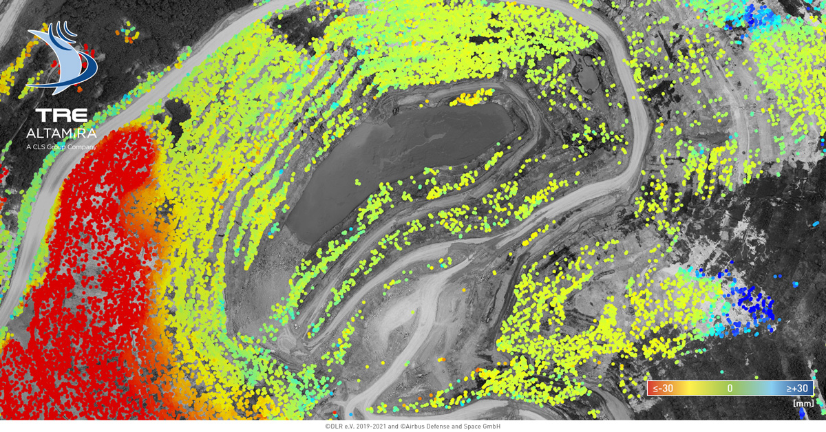 TRE_ALTAMIRA's tweet photo. 🛰️#InSAR has become an industry-accepted tool for #monitoring #groundstability of #mining sites.
👇InSAR monitoring with TerraSAR-X. Our advanced SqueeSAR® algorithm allowed us to identify #subsidence phenomena and highlight areas of #displacement. https://t.co/ala9fQB7Py https://t.co/fu6qyeST8o