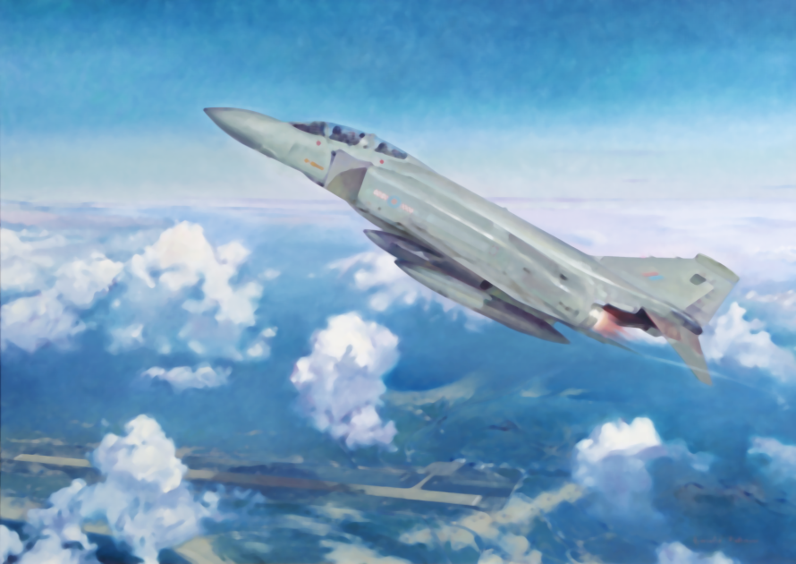 RAFMUSEUM's tweet photo. #ObjectOfTheDay : 'First Air Defence Phantom over the Falklands', a painting by Gerald Palmer. It shows a #McDonnellDouglas Phantom FGR2 (XV442 F) of No. 29 Squadron.
(X003-2184)
An example is on display at our London site. #F4Phantom #PhantomF4 #quickreactionalert https://t.co/uNZsY3cBaz