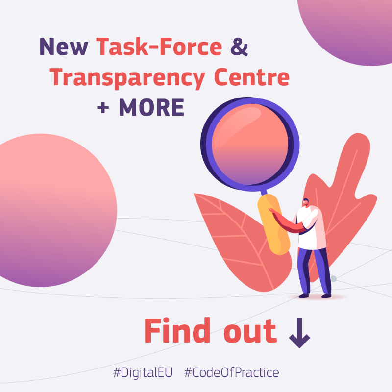 DigitalEU's tweet photo. Disinformation has no place in our online world. 

Here's how the strengthened #CodeOfPractice for #onlineplatforms aims to combat its spread: