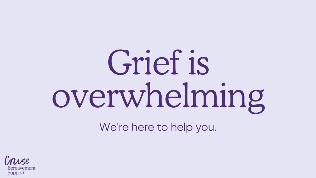 When grief feels overwhelming, the thought of doing anything can be difficult. 💜

Here are some tips that might help:

👉 Move your body- even just a little bit
👉 Write down how you're feeling
👉 Reach out for support
👉 Stay hydrated

Read more:
cruse.org.uk/understanding-…