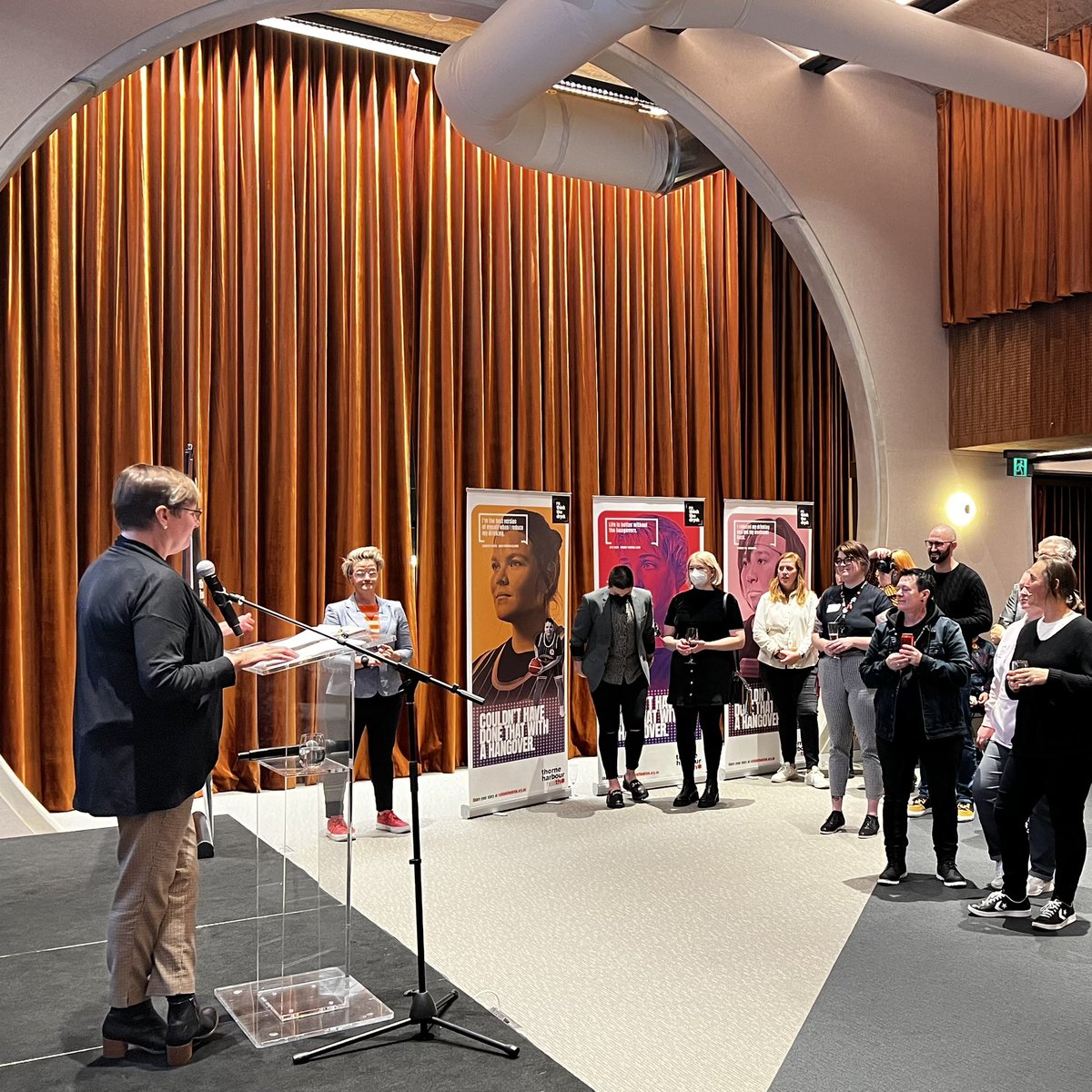 ThorneHarbour's tweet photo. President @ThorneHarbour @jjukesau speaks to the importance of the #RethinkTheDrink campaign for #LGBTIQ women TONIGHT @VicPrideCentre https://t.co/r7lCpntFIf