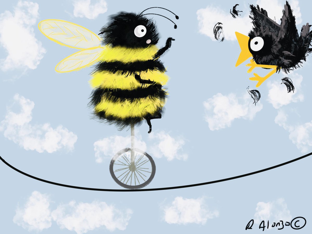 Art71Rachael's tweet photo. Sometimes it’s all a balancing act .. #illustration #Illustrator #beebalanced https://t.co/HsD0sy7YgE