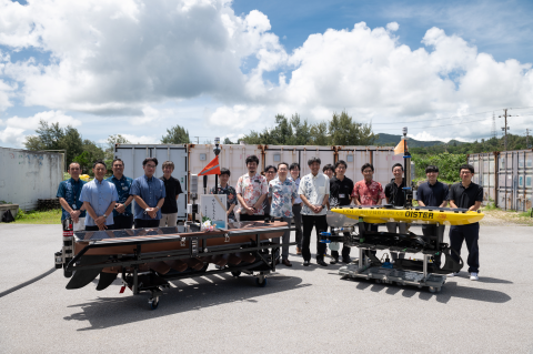 OISTedu's tweet photo. OIST and NTT Space Environment and Energy Laboratories held a ceremony to launch an #ocean observation device named "Seiuchi-san". By observing the ocean directly under typhoons, Seiuchi-san aims to improve #typhoon forecasting performance and elucidate the mechanism of typhoons. https://t.co/biXGTcHdUC