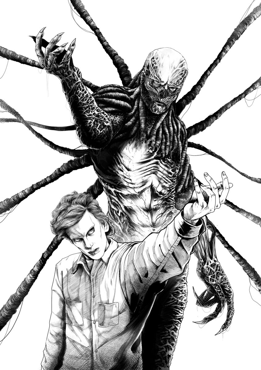 Alexhan_Artist's tweet photo. Lineart terminado, ahora a por el color. Un Buen RT se agradece muchisimo ❤️ #StrangerThings #StrangerThings4  (Recomiendo dar click derecho y abrir en pestaña nueva para verlo bien) https://t.co/UXTWNVRfWP