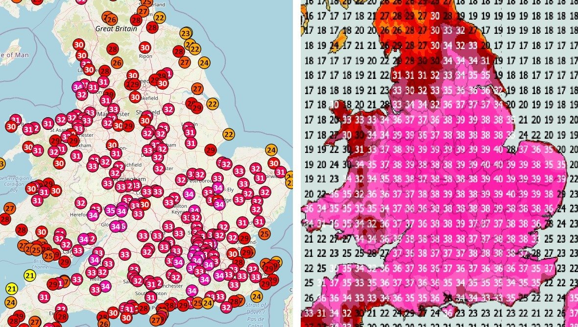 "We've had heatwaves before - 1976" 
I've displayed hottest day of 1976 (thanks <a href="/RoostWeather/">Dan Harris</a>) against the current forecast for next Mon (thanks <a href="/metdesk/">MetDesk</a>)
It's 5degC flipping hotter and Tues potentially hotter! 
Just 3 years after we've broken UK Max temps we should be alarmed