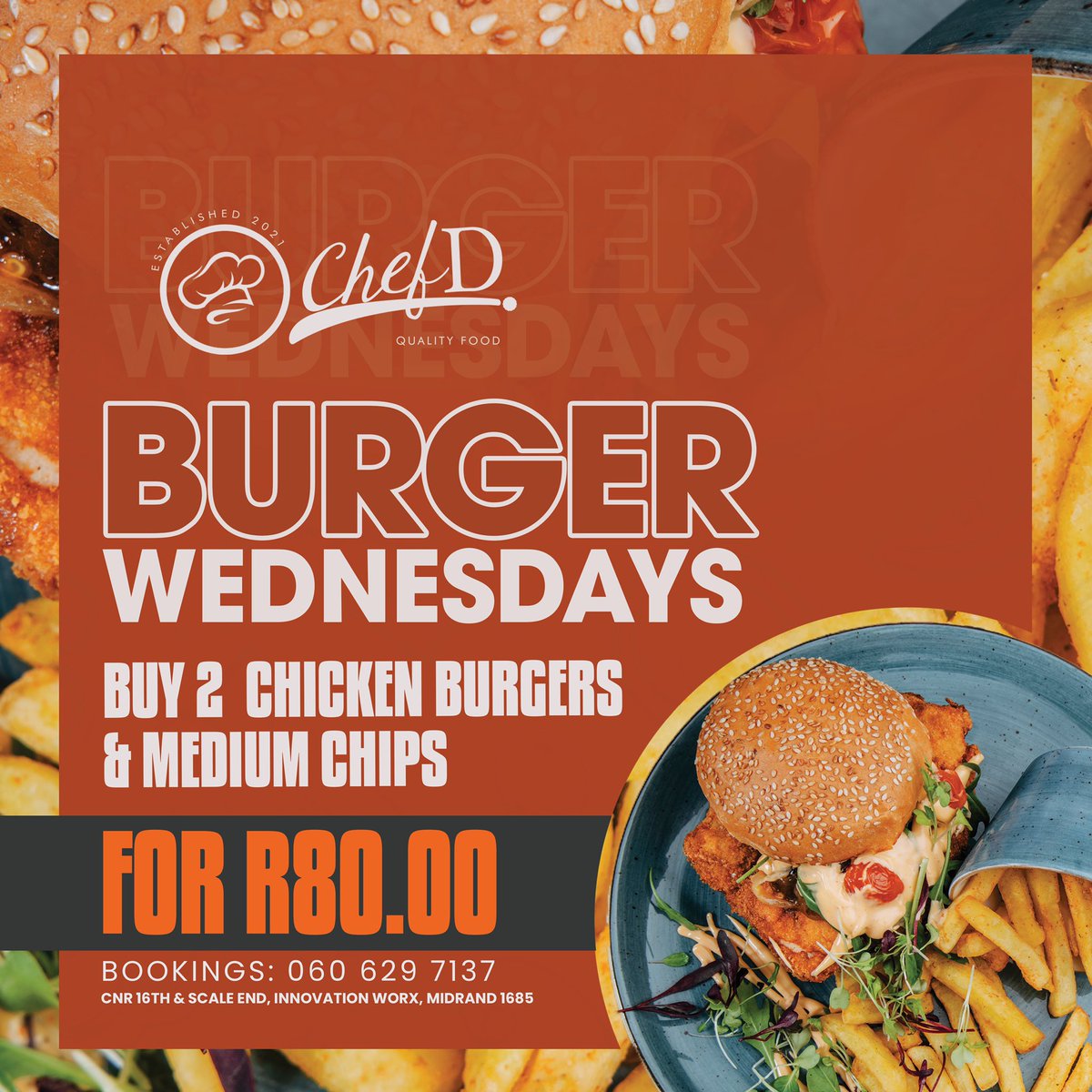 ChefDsCafe's tweet photo. What time is it!? #BurgerWednesdays time!⏰ Come to #ChefDCafe every Wednesday to take advantage of this awesome deal. See you soon😎

#MidrandFoodie https://t.co/GXbJlrkQtZ