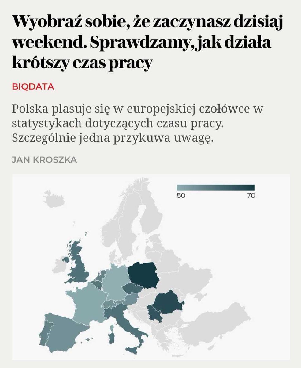 BIQdata.pl (@biqdata) on Twitter photo - Polacy pracują ponad 40 godzin w tygodniu - znacznie więcej niż średnia unijna. W liczbie godzin spędzonych w pracy wyprzedzają nas jedynie Grecy. Ale czy pomysł <a href="/donaldtuskEPP/">Donald Tusk</a> jest możliwy? Sprawdzamy jak podobne pilotaże działają w Europie #BIQdata biqdata.wyborcza.pl/biqdata/7,1591… - Polacy pracują ponad 40 godzin w tygodniu - znacznie więcej niż średnia unijna. W liczbie godzin spędzonych w pracy wyprzedzają nas jedynie Grecy. Ale czy pomysł <a href="/donaldtuskEPP/">Donald Tusk</a> jest możliwy? Sprawdzamy jak podobne pilotaże działają w Europie #BIQdata biqdata.wyborcza.pl/biqdata/7,1591…