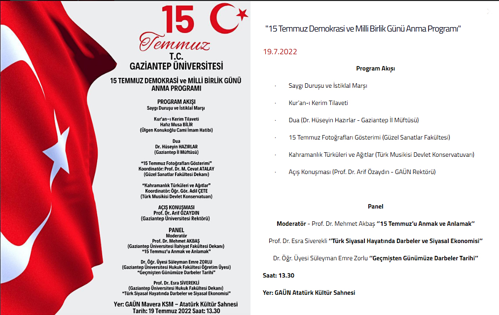 ''15 Temmuz Demokrasi ve Milli Birlik Günü Anma Programı'' 

#15Temmuz 🇹🇷
#TürkiyeAşkına