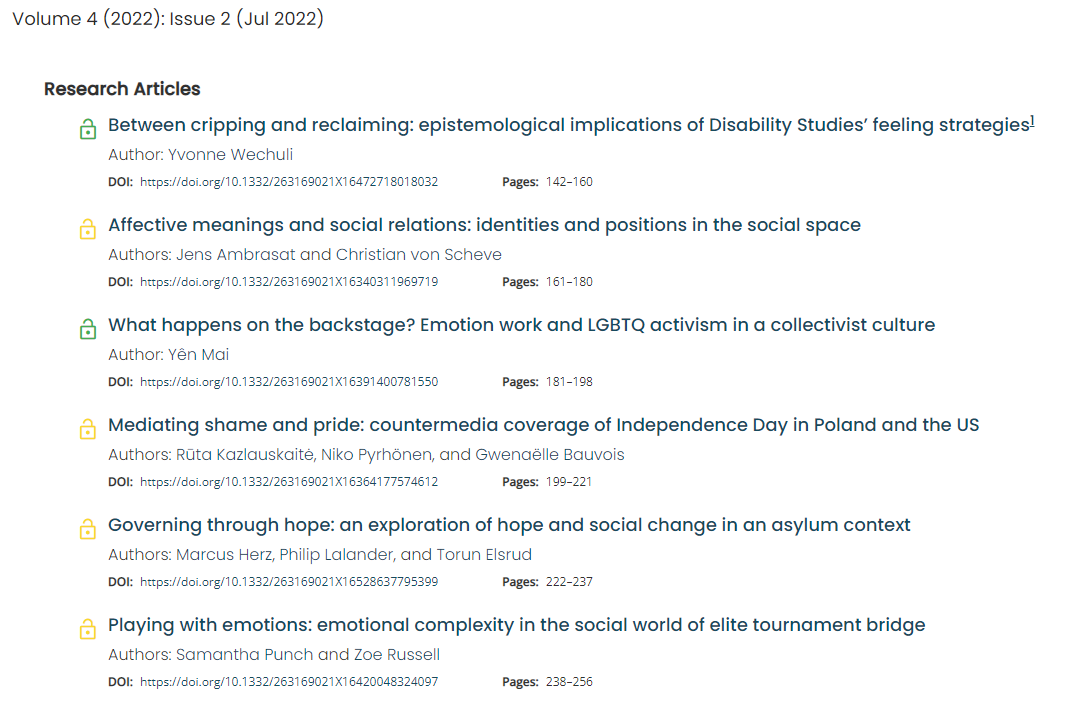 BUP_Journals's tweet photo. 🚨New issue alert🚨

The July issue of Emotions and Society is available now! Topics include:

💛Disability Studies' feeling strategies
💛Emotion work in LGBTQ activism
💛Hope in an asylum context

Discover the issue here⬇️

https://t.co/lOWWWNflII

@BSAemotions #EmotionStudies https://t.co/sAmFqJSueC