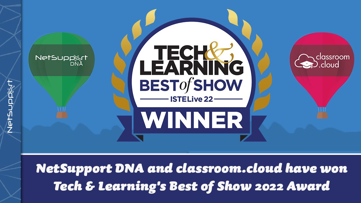 NetSupport_Ca's tweet photo. Did you hear? #NetSupportDNA and @classroomcloud_ walked away with @techlearning's Best of Show award at #ISTELive this year! We're so proud of the team –we were up against some stiff competition! Learn more about our awards here https://t.co/ha3AtkVzn1 #ClassroomSolution #EdChat https://t.co/OIx2ZDpGkx