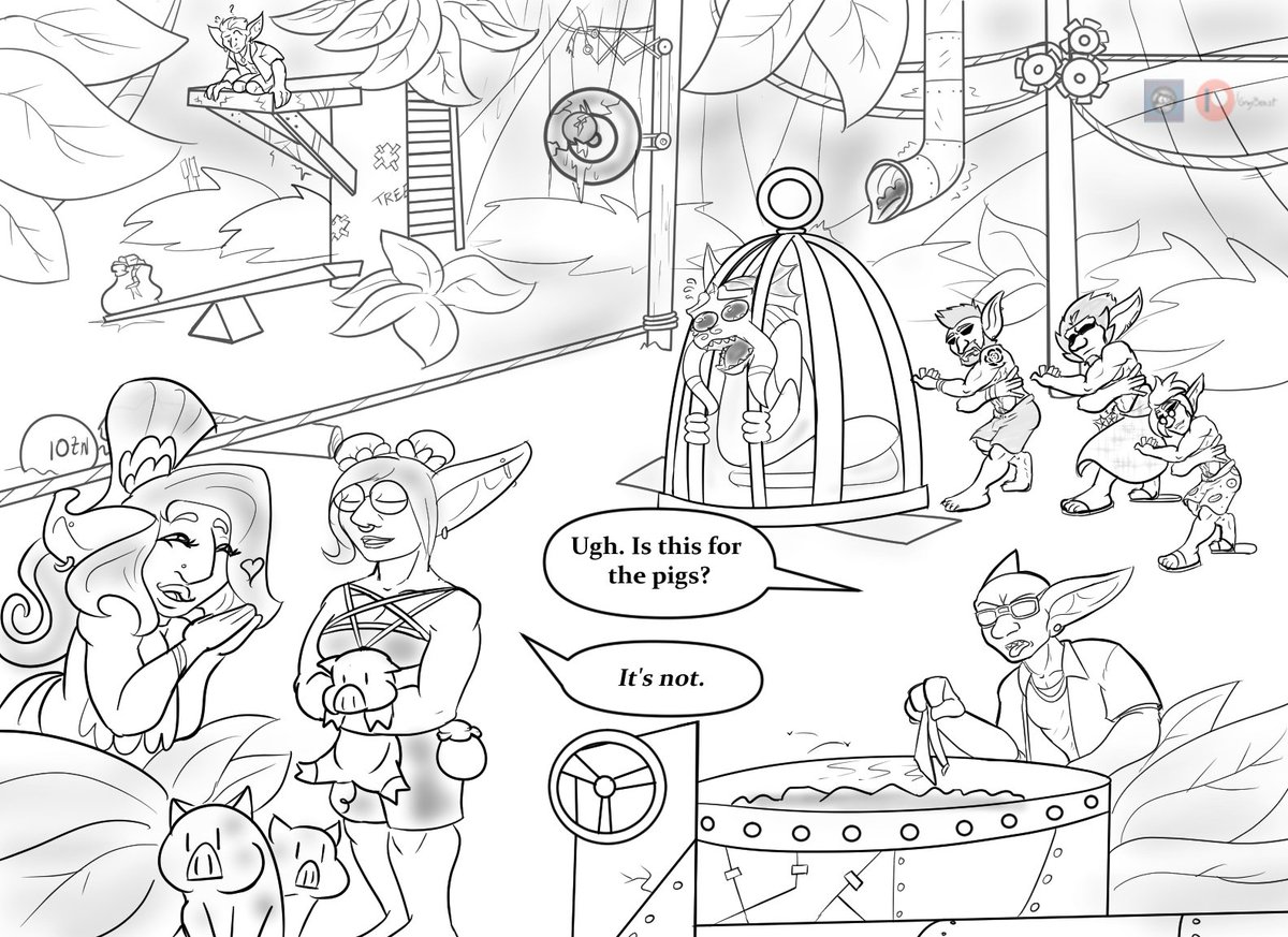 Week 3 and it's 4:30 in the morning. maybe I'll color them some day.
featuring a Jojo reference <a href="/MaoMakes/">Mao 🦝 Art comms open!</a> @Sleebers and Golborne
also featuring @HypnaPomp <a href="/neo_kajatrash/">ForestGoblin (back on tumblr) 🏳️‍⚧️🐐|🇵🇸🇨🇩</a> <a href="/Deezm0/">Deezmo- over there 🦋</a> &amp; <a href="/Senri_Ions/">Blastflight</a>  watching a Naga getting nickelodeon slimed