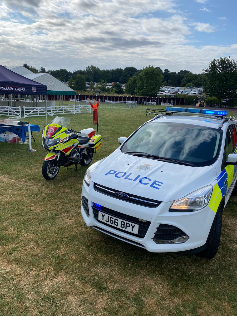 Sun is starting to shine through <a href="/greatyorkshow/">Great Yorkshire Show</a> and we are all set up for another engaging day.
Meet the team keeping North Yorkshire and the City of York safe and feeling safe.
We're next to Gold Gate.
#WaterSafety #RoadSafety #FarmSafety #RuralCrimePrevention