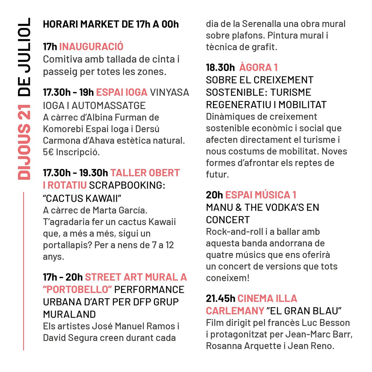 LaSerenalla's tweet photo. PROGRAMA 🦎📌

Agafa l'agenda i pren nota de tot el que no et pots perdre en aquesta nova edició de la Serenalla, perquè del 21 al 24 de juliol tot passa al Prat Gran del @comudelamassana!

🙌🏻 Quatre dies de música, xerrades, parades, gastronomia, art... i molt bon ambient! https://t.co/UeK7hQXApD