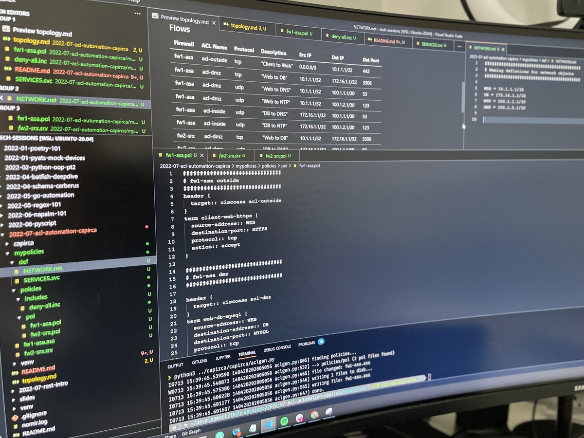 Todays all about automating ACL's with github.com/google/capirca 😎 #networkautomation #firewalls #acls #networksecurity