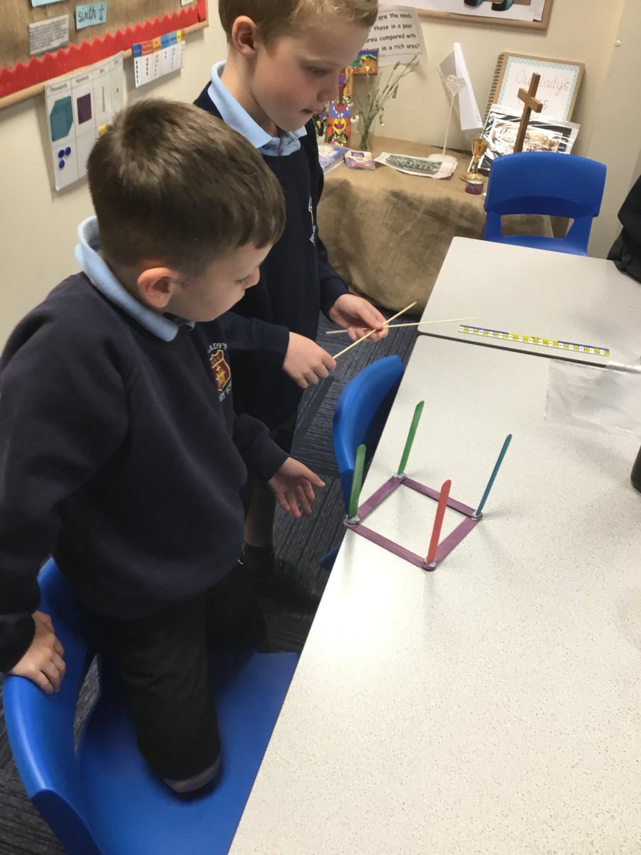 MrsTeahan's tweet photo. We have explored vertices, faces and edges in Maths this morning. @OURLADYSASPULL #ourladysmaths https://t.co/LCl4DWXFoL