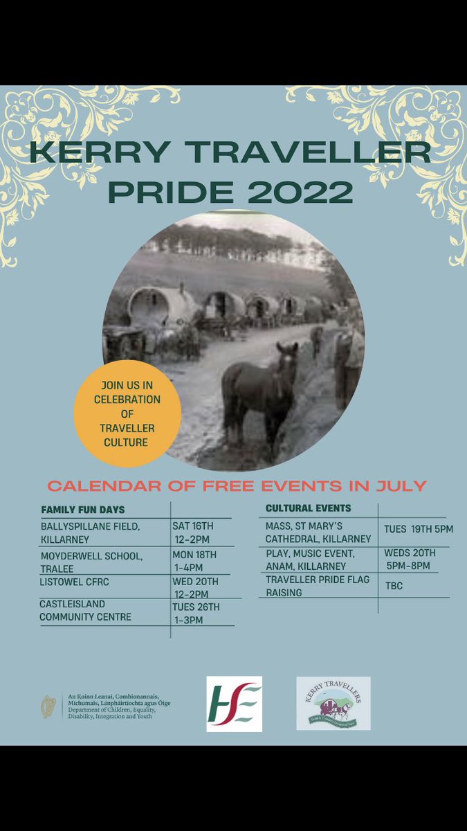 Due to difficulties with venues we have made some changes to our activities to celebrate this year's Traveller Pride. The final calendar of events is below. The project invites everyone to come along and celebrate together. For more info message us, call 066 712 0054