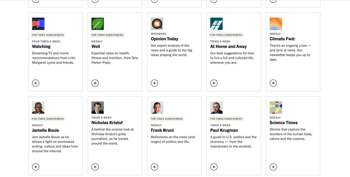 Why can I only subscribe to newsletters from known male authors <a href="/nytimes/">The New York Times</a> ?