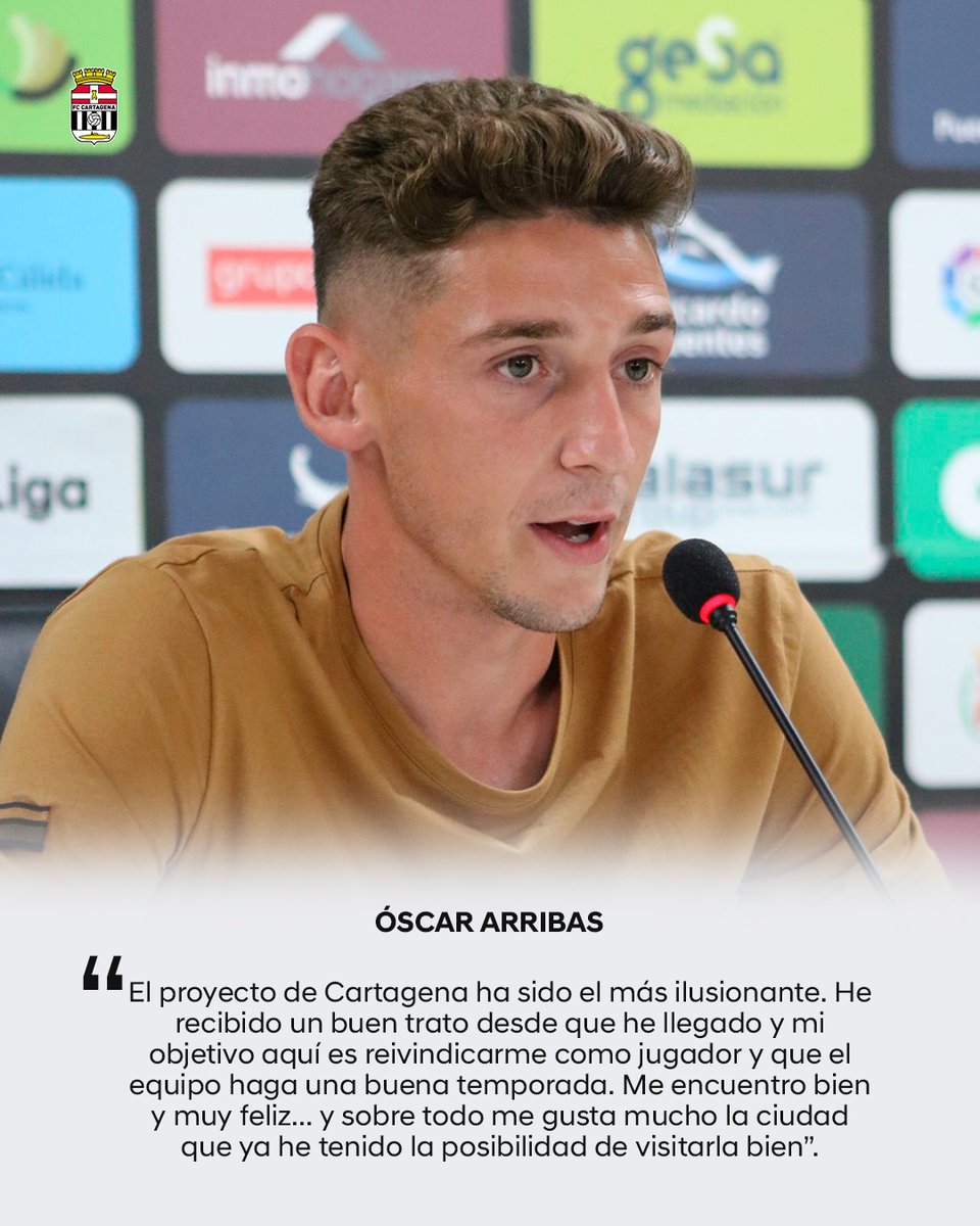 🎙 <a href="/OscarArribas10/">Oscar Arribas</a>: "El proyecto del Cartagena es muy ilusionante. Estoy muy feliz de estar aquí".

#BienvenidoArribas