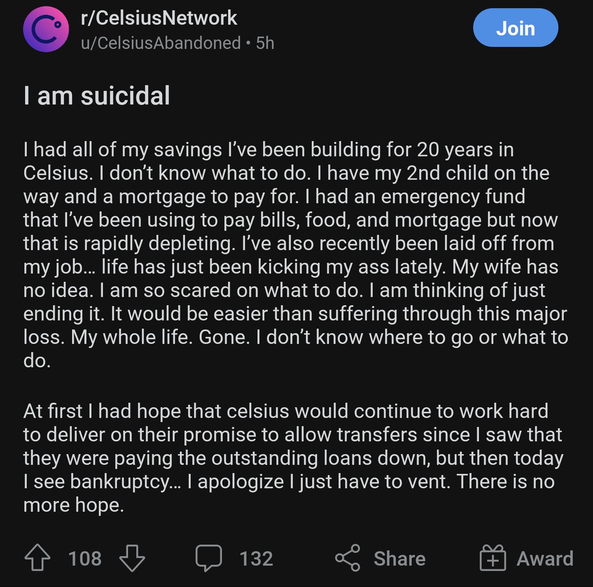 .<a href="/CelsiusNetwork/">Celsius</a> did their job. 

They unbanked people, good job <a href="/Mashinsky/">Alex Mashinsky</a>