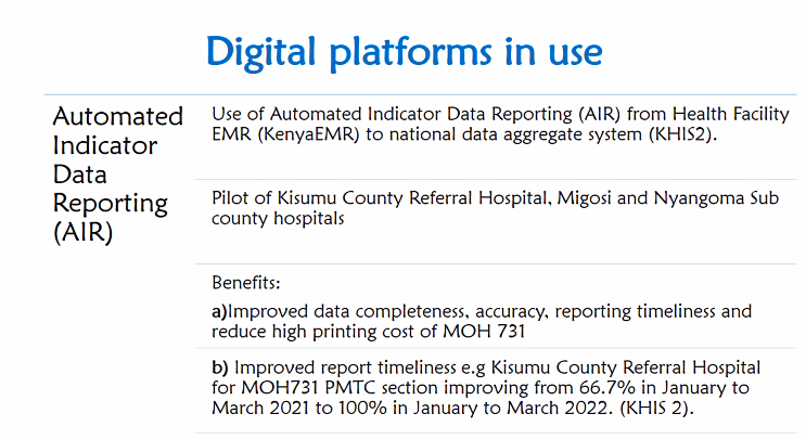 KELINKenya's tweet photo. .@KisumuCountyKE is one of the counties piloting #Dig4UHC and these are some of the digital platforms in use:
- Electronic community health information system
- Automated Indicator Data reporting
#Dig4UHC #DigitalHealth https://t.co/EdJKCjwQST