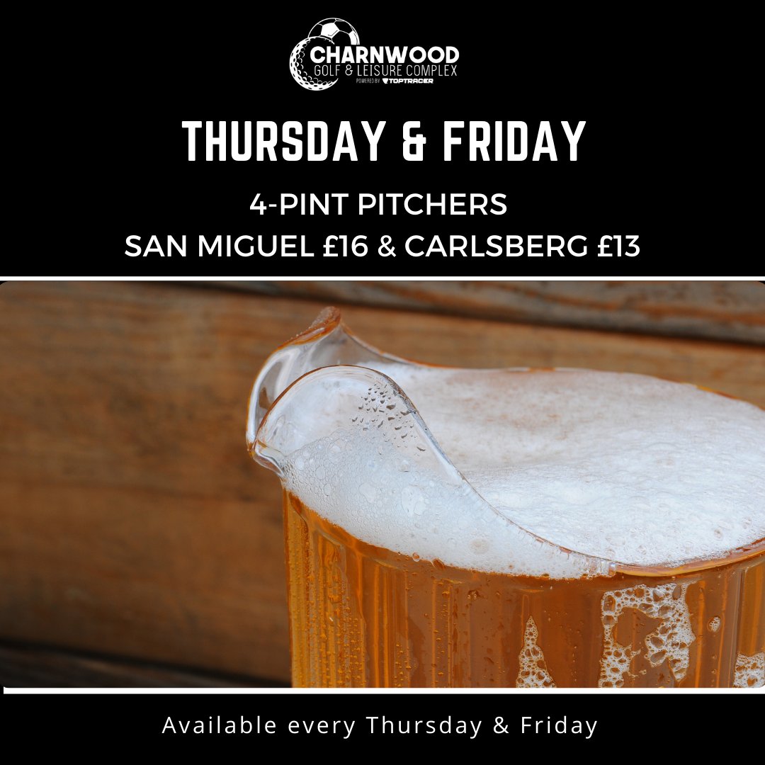 CharnwoodRange's tweet photo. Cool down with a 4-pint pitcher of beer.
Best enjoyed whilst out on the range with a friend 🍻
#drivingrange #loughborough #hathern #mulligansbar https://t.co/GMfnyuKfnP