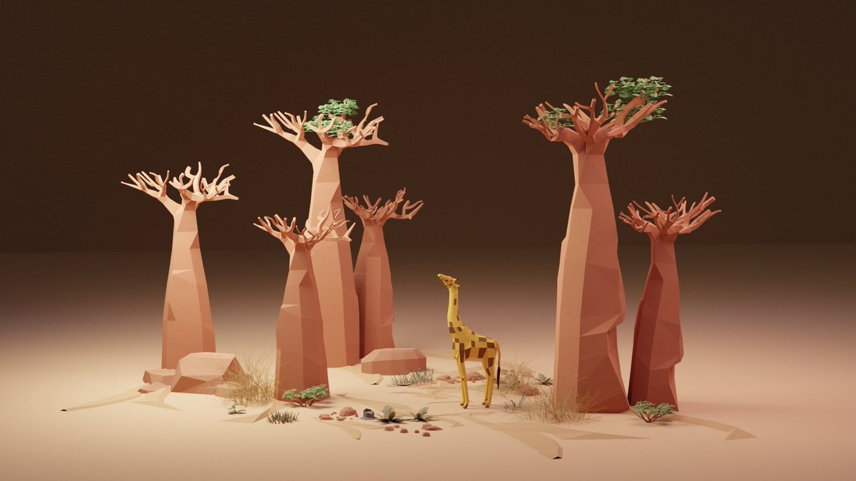 🪴🌎 KNOW YOUR LAND SERIES #006 🌎🪴

💚 Baobab trees and a "little" friend - the giraffe. 

💚 The baobab tree is known as the tree of life, with good reason. It can provide shelter, clothing, food, and water for the animal and human inhabitants.
#NFT #Y2123 #NFTCommunity
