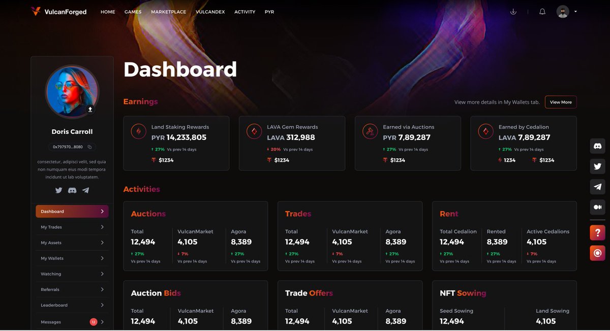 VulcanForged's tweet image. The overhaul we're making to My Forge is a thing of Olympian beauty.

Going live next week and including the most complete #gamefi setup you'll need, it'll include social features, allegiances, new leaderboards, messaging, collections, NFT minting portals.

We forge on.

$PYR
