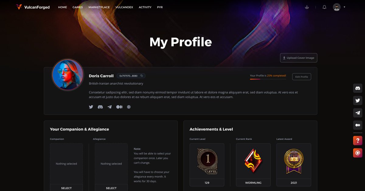 VulcanForged's tweet image. The overhaul we're making to My Forge is a thing of Olympian beauty.

Going live next week and including the most complete #gamefi setup you'll need, it'll include social features, allegiances, new leaderboards, messaging, collections, NFT minting portals.

We forge on.

$PYR