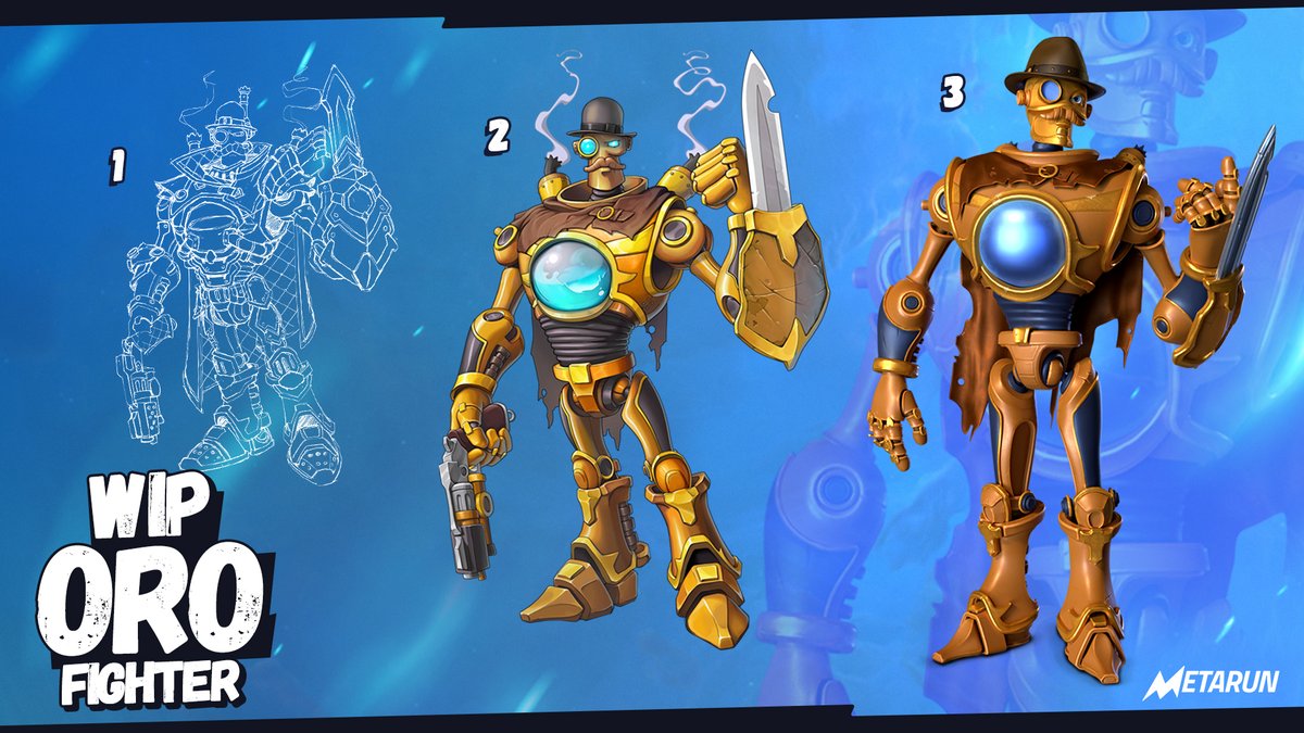 MetarunGame's tweet photo. EVOLUTION OF ORO🦾 

Based on our player's feedback, ORO seems to be the most popular and favourite character 😎  And it's understandable, his super fighting powers simply crush the enemy 🤯 

Tap ❤️ if you're also among ORO's fans 👇🏻 

#NFTCommunity #NFTs #P2E #gaming #BNB https://t.co/2bVUC5HX7J
