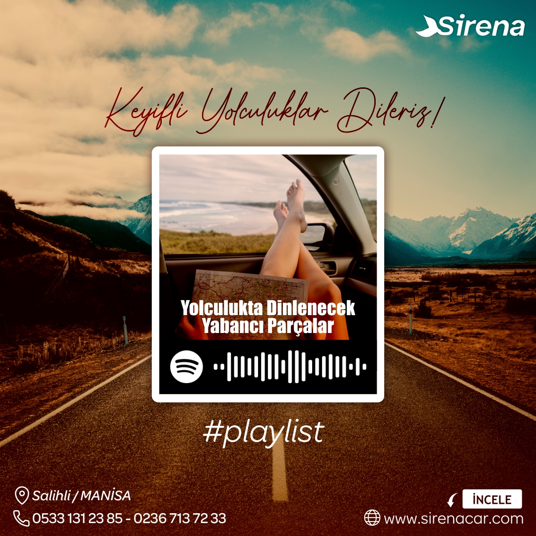Sirena Car'dan sizlere özel yolculuklarda dinleyebileceğiniz ve yolculuğunuza güzellik katacak bir playlist! Spotify'dan kodu taratmayı unutmayın! Keyifli Yolculuklar Dileriz! . . . #playlist #yolculukplaylist #salihli #salihliaraçkiralama #salihlirentacar