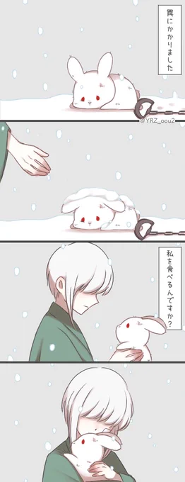 赤い目の美しいウサギ 