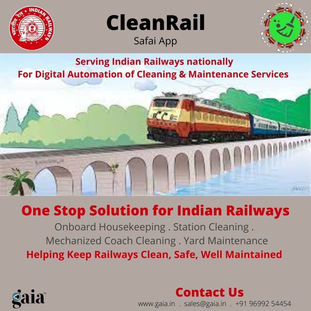 GaiaDotin's tweet photo. @CleanRail🚂 One stop solution for digital automation of cleaning &amp; maintenance service in Indian trains.
Paperless &amp; End to End solution for railway authorities in OBHS. @drmbikaner @RailMinIndia 
#IndianRailways #Workforce #eDrishti #CleanTrains #PassengerFeedback #SwachhBharat https://t.co/8uK4fNM1Uu