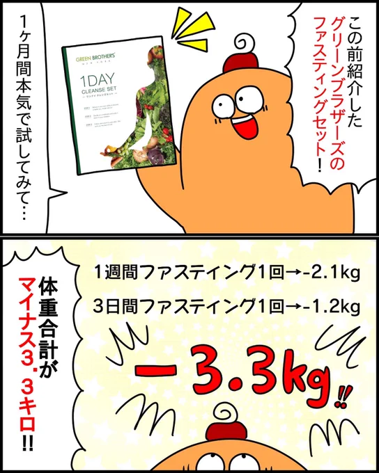 グリーンブラザーズのファスティングセットを二回試した結果…合計-3.3kg😳

今なら100円引きのクーポンコード「gb100」を入力してお得に購入できるよ💕

👇購入&詳細はこちら
https://t.co/I9Z6KHx9kb 