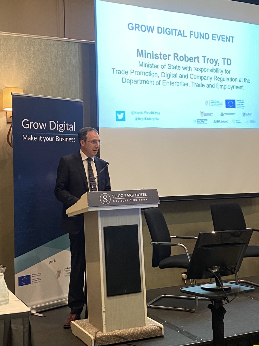 RobertTroyTD's tweet photo. Digital Transformation is vital to stay competitive &amp; resilient. I’m in the North West today encouraging businesses in Donegal, Leitrim, and Sligo to #GrowDigital

A fund of €85 million is in place to help companies use digital technologies &amp; help future proof business. https://t.co/DY67V4gWVW