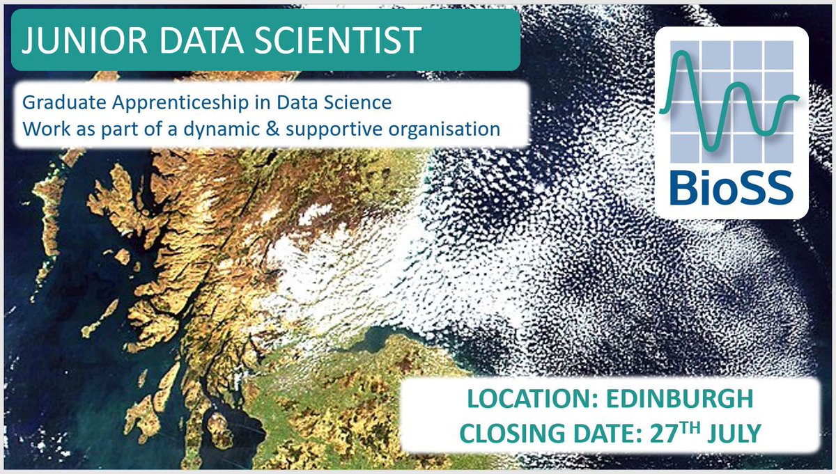 📢We are hiring a Junior Data Scientist to join our UK Variety Trials team in Edinburgh. This job will be undertaken as a Graduate Apprenticeship with @HeriotWattUni, with the candidate gaining a degree in Data Science.
📅Closing date: 27th July
Details: hutton.current-vacancies.com/Jobs/Advert/27…