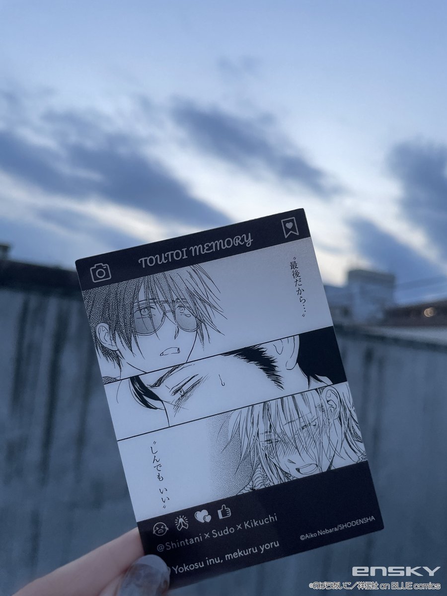 ensky_801's tweet photo. #onBLUE 作品より
⭐️EMOCA⭐️
ご予約受付中です☺️
TOUTOI MEMORY😭🙏なシーンが盛りだくさんの
SNS風クリアカードです✨
📸アニメイト
https://t.co/8Y0eZJTbil
🤳マンガ展ストア
https://t.co/X98al5LBVt
#のばらあいこ 先生
#寄越す犬、めくる夜
#EMOCA
#エンスカイ https://t.co/QlPNIayp4l