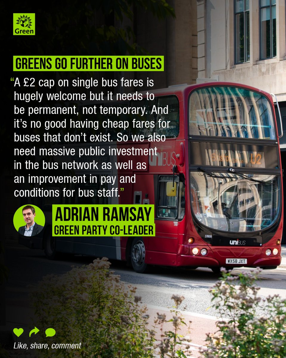 🚏 Cheaper buses won't solve much if there aren't any to catch.

🚌 England's £2 cap on single fares must be accompanied by investment in bus services.

✊ That means more routes, increased frequency and an improved offer for drivers and other staff.