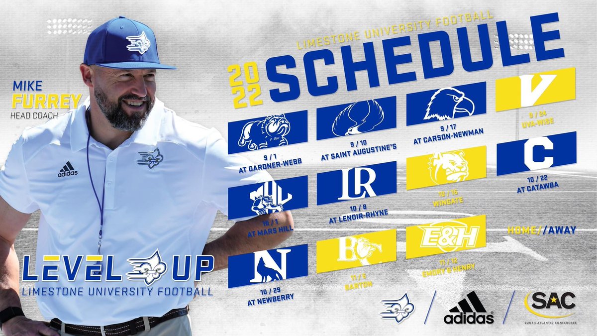 SAINTS FOOTBALL KICKS-OFF 2022 SEASON 7 WEEKS FROM TONIGHT! The Limestone University football team, under the direction of head coach Mike Furrey, will kick-off the 2022 season seven weeks from tonight as the Saints travel to face Gardner-Webb University at 7 p.m.